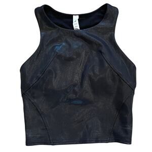 Lululemon Wunder Train Cropped Racerback High Neck Tank, Black, Size 2